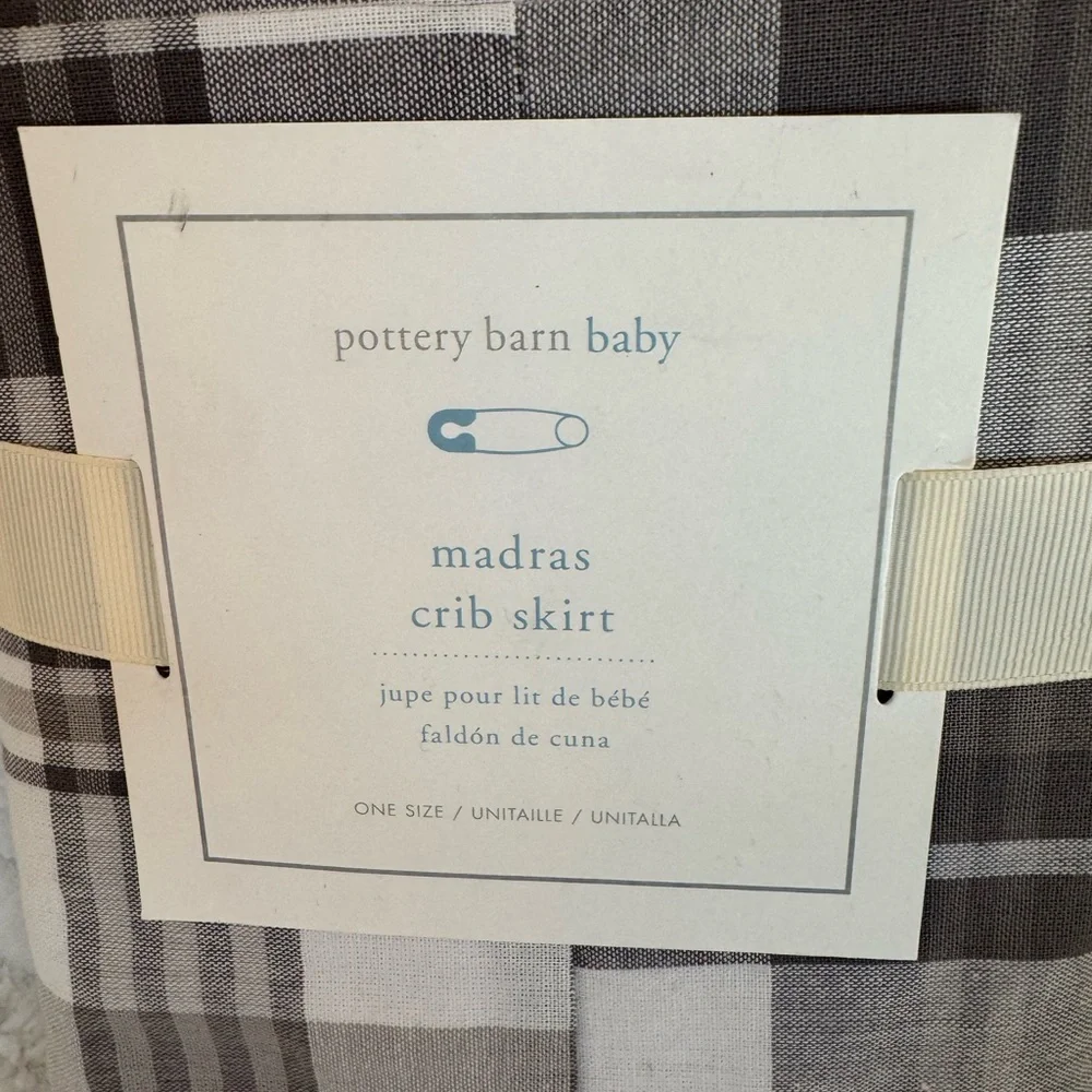 Pottery Barn Kids Madras Patchwork Plaid Crib Skirt NWT